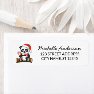 Etiqueta Navidad personalizada Feliz oso panda lindo      
