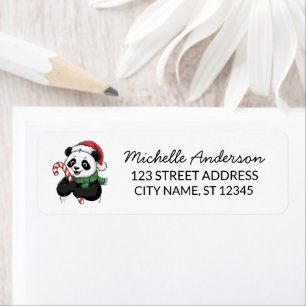 Etiqueta Navidad personalizada Feliz oso panda lindo      