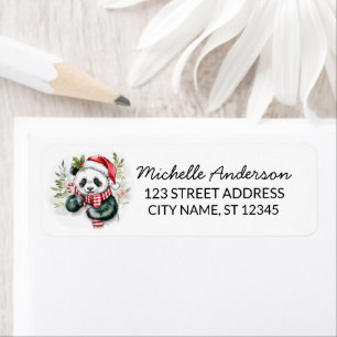 Etiqueta Navidad Personalizada Feliz Panda Oso Cute      