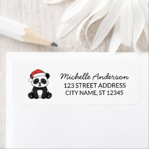 Etiqueta Navidad personalizada feliz panda oso lindo      