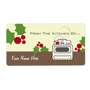 Etiqueta Navidad retro de la estufa de la cocina de…