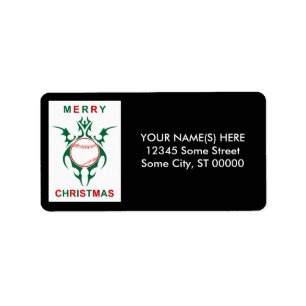 Etiqueta navidad tribal de béisbol