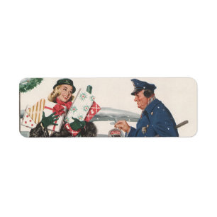 Etiqueta Navidad Vintage, Compras Regalos Policía