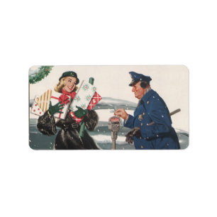 Etiqueta Navidad Vintage, Compras Regalos Policía