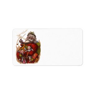 Etiqueta Navidad Vintage, juguetes de pipa de Santa Claus v