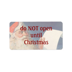 Etiqueta Navidad Vintage, Santa Claus Lista de traviesos y