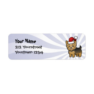 Etiqueta Navidad Yorkshire Terrier (pelo corto con el arco)