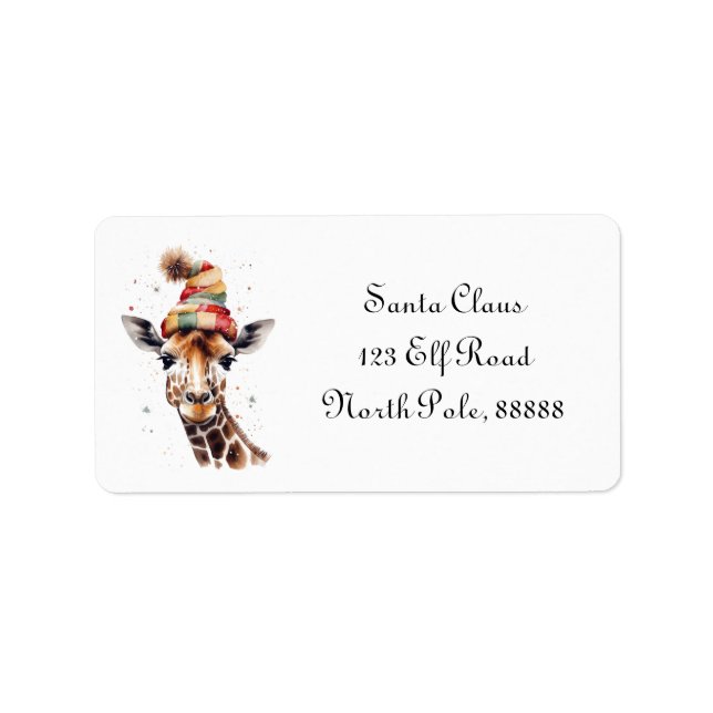 Etiqueta Navidades acogedores Giraffe, personalizado (Frente)