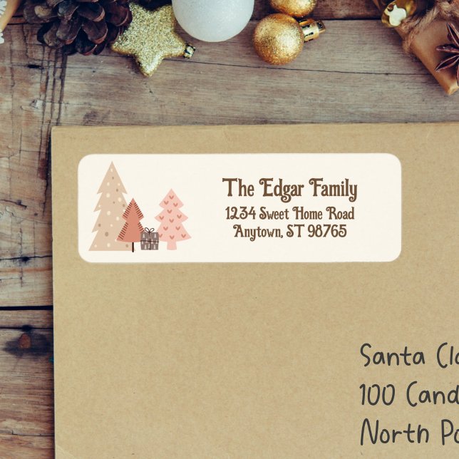Etiqueta Navidades acogedores quieren Personalizable Boho (Cozy Christmas Boho Return Address Label)