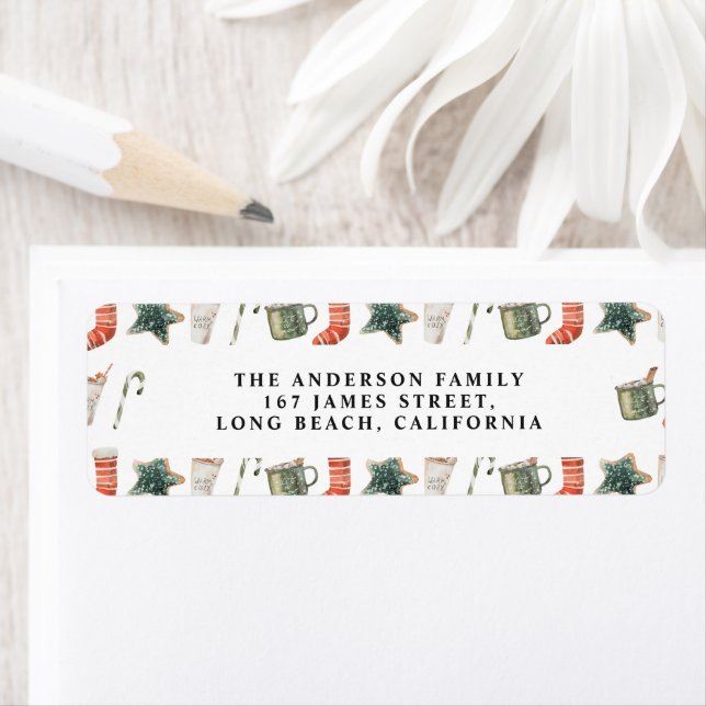 Etiqueta Navidades acuarelas galleta tradicional elegante (In situ)