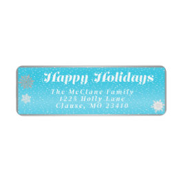 Etiqueta Navidades azules y blancos de invierno festivo