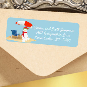 Etiqueta Navidades Beach Tropical Snowman