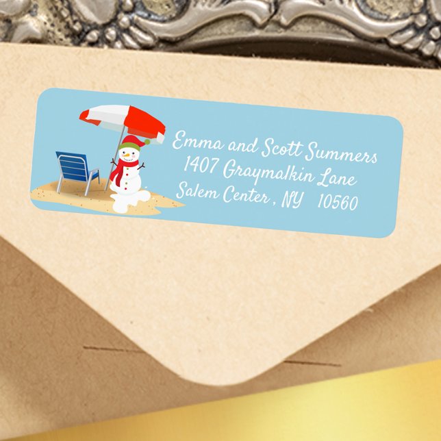 Etiqueta Navidades Beach Tropical Snowman (Subido por el creador)