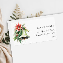 Etiqueta Navidades Bell Pine Poinsettia Dirección de follaj