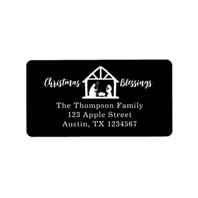 Etiqueta Navidades bendiciendo a la natividad negra (Frente)