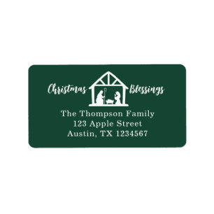 Etiqueta Navidades bendiciendo la naturaleza verde