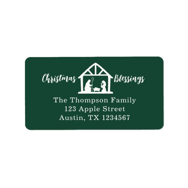 Etiqueta Navidades bendiciendo la naturaleza verde (Frente)