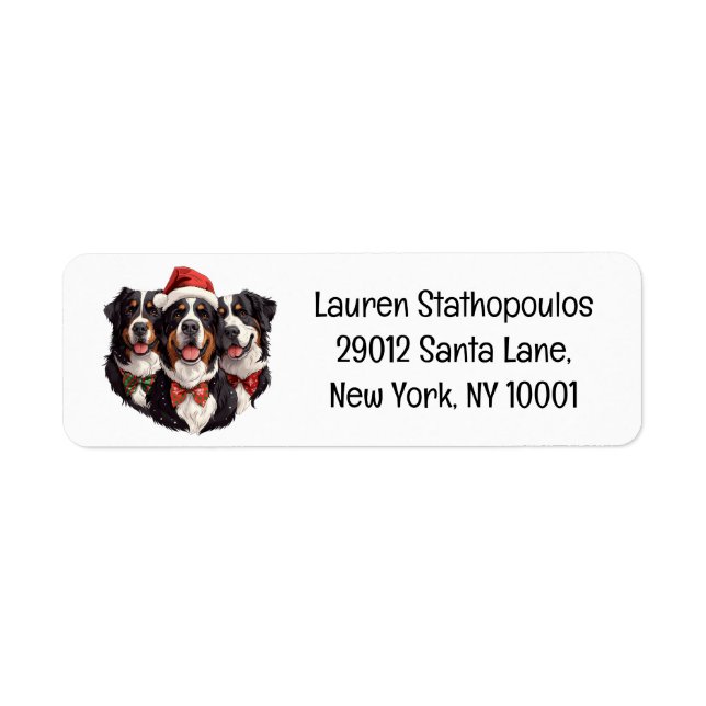 Etiqueta Navidades Bernese Mountain Dogs (Frente)