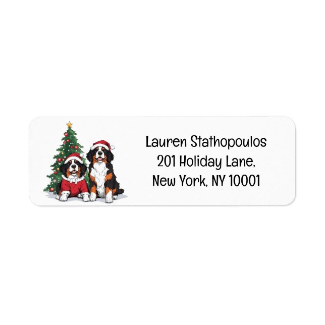 Etiqueta Navidades Bernese Mountain Dogs (Frente)