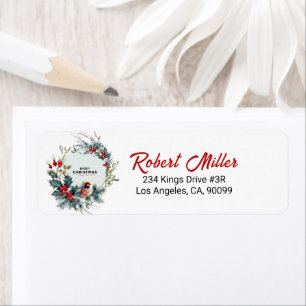 Etiqueta Navidades Berries Wreath Red Robin