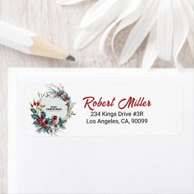 Etiqueta Navidades Berries Wreath Red Robin (In situ)