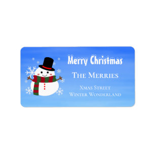 Etiqueta Navidades blancos Snowman