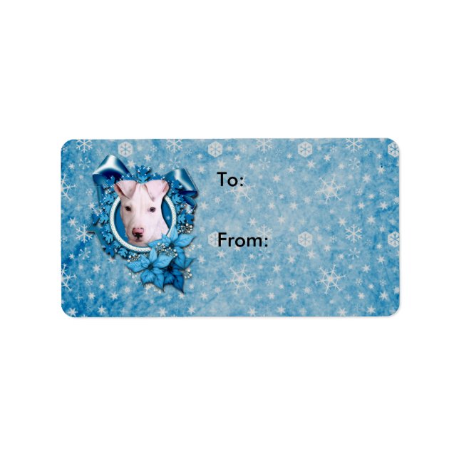 Etiqueta Navidades - Blue Snowflake - Pitbull - Petey (Frente)
