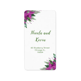 Etiqueta Navidades Boda de flores de púrpura de poinsettia