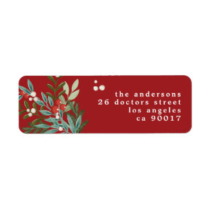 Etiqueta Navidades botánicos Dirección de retorno rojo trad