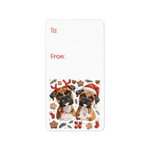 Etiqueta Navidades Boxer Dogs