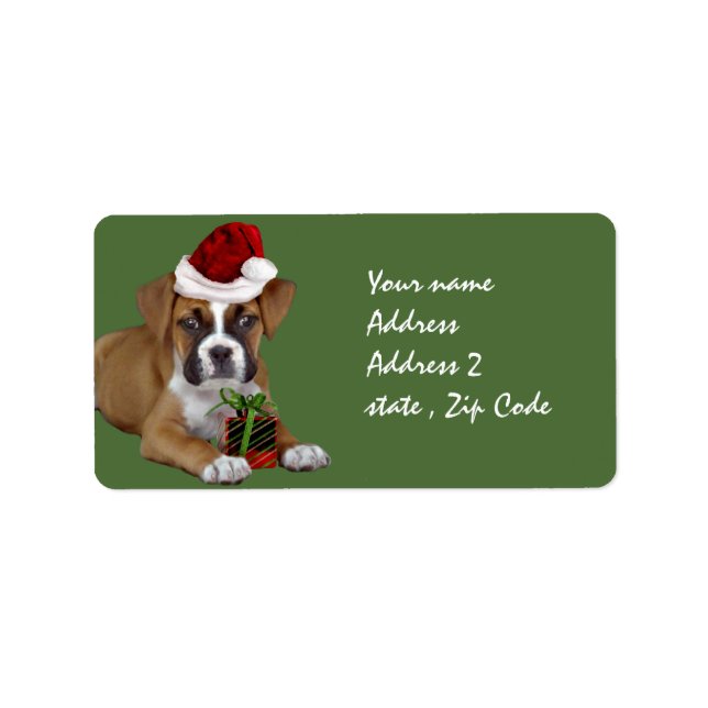Etiqueta Navidades Boxer puppy (Frente)