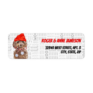 Etiqueta Navidades Brown Cockapoo Santa con nombre