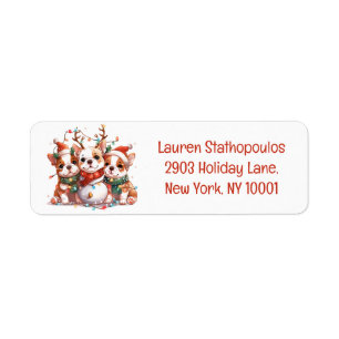 Etiqueta Navidades Bulldog inglés Reindeer Santa