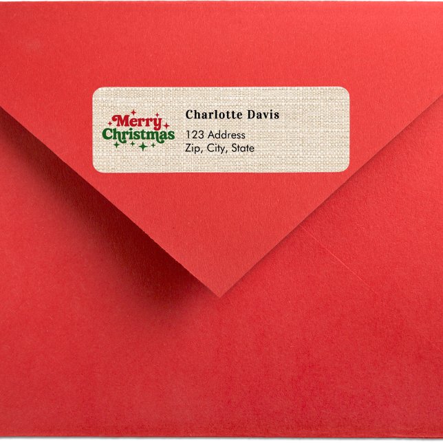 Etiqueta Navidades burlap beige dirección de retorno rústic (Subido por el creador)