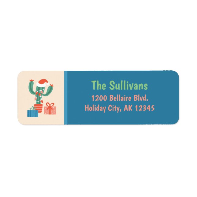 Etiqueta Navidades Cactus y presenta la dirección de retorn (Frente)