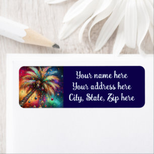 Etiqueta Navidades caprichosos Palm Tree Tropical Beach Viv