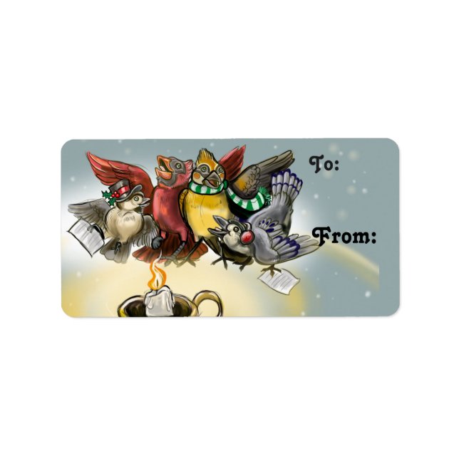 Etiqueta Navidades Caroling Bird Label (Frente)