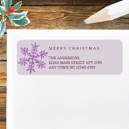 Etiqueta Navidades casuales informales de Snowflake Purple