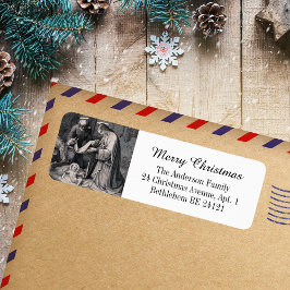 Etiqueta Navidades católicos de la Natividad Blanca Negra