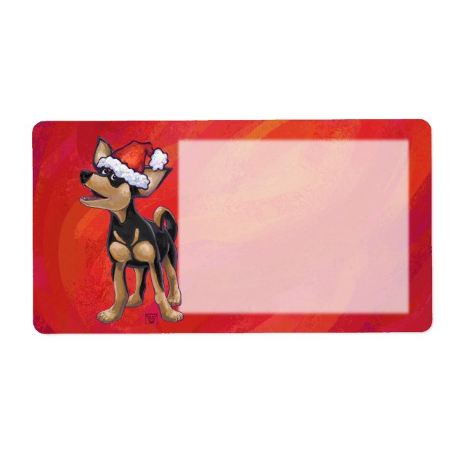 Etiqueta Navidades Chihuahua En Rojo (Frente)