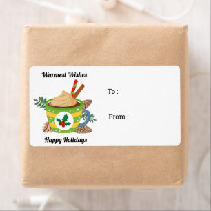 Etiqueta Navidades Chocolate caliente Cacao Blanco Verde