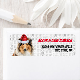 Etiqueta Navidades Collie Dog Lover dirección de vacaciones
