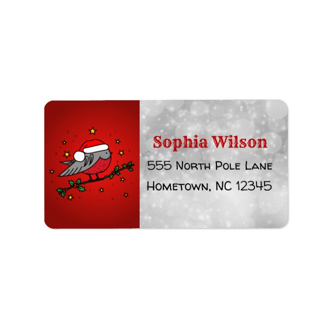 Etiqueta Navidades cortan el pájaro Red Robin (Frente)