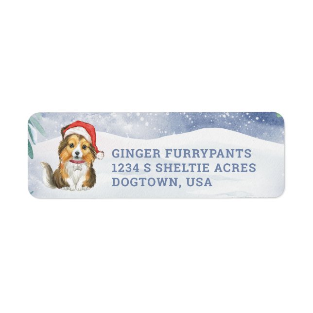 Etiqueta Navidades cortos Sheltie Puppy (Frente)