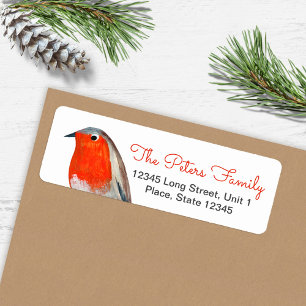 Etiqueta Navidades Cute Bird Red Robin Blue