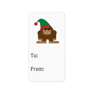 Etiqueta Navidades Cute Sasquatch Elf