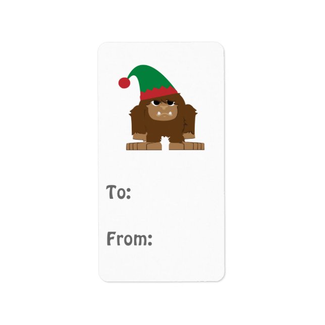 Etiqueta Navidades Cute Sasquatch Elf (Frente)