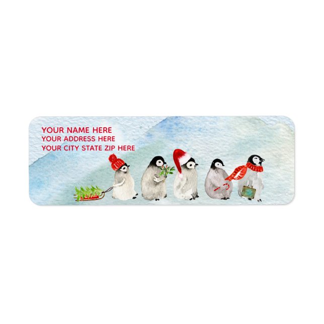 Etiqueta Navidades - Cute WC Penguins (Frente)