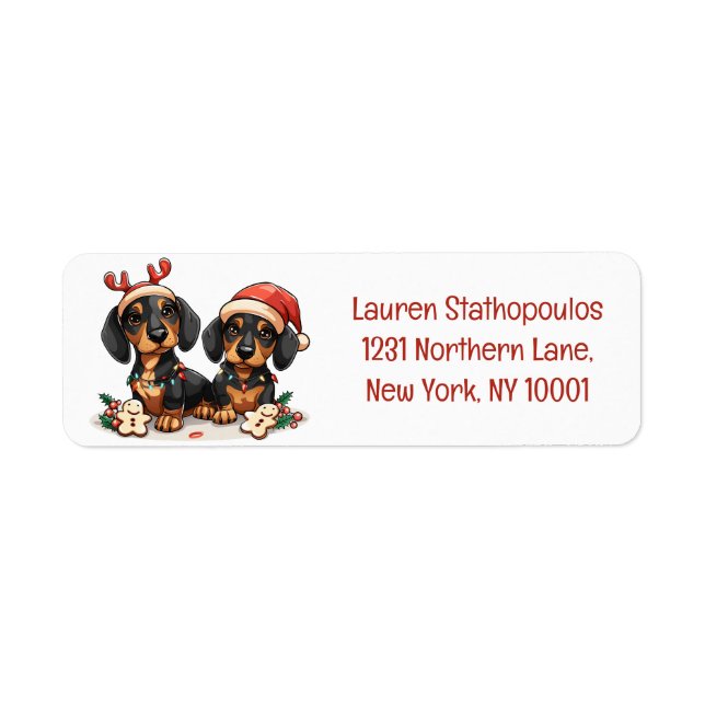 Etiqueta Navidades Dachshund Dogs (Frente)