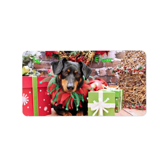 Etiqueta Navidades - Dachshund - Tanner (Frente)